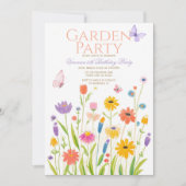 Wildflower Garden Party verjaardagsuitnodiging Kaart (Voorkant)