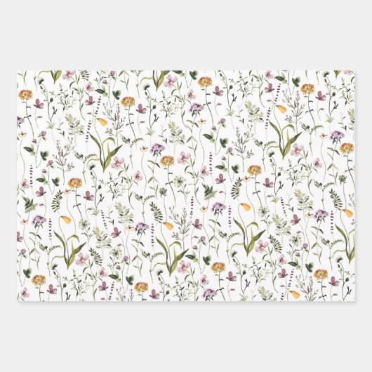 Wildflower Garden Pattern Inpakpapier Vel (Voorkant)