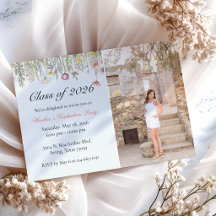 Wildflower Garden Photo Graduation Invitation