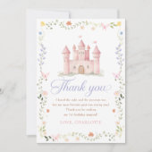 Wildflower Garden Princess Castle 1st Birthday Bedankkaart (Voorkant)