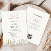 Wildflower Garden QR Code Wedding Kaart