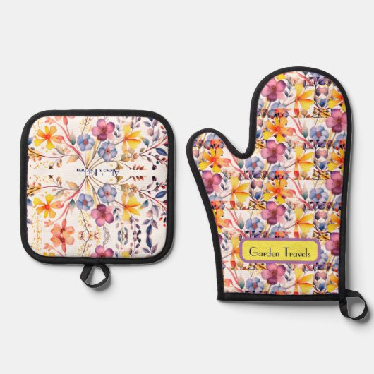 Wildflower Garden Travels Ovenwant & Pannenlap Set (Voorkant)