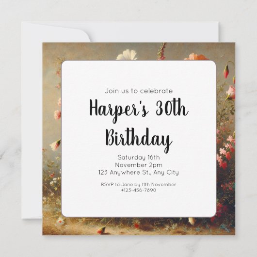  Wildflower Garden Verjaardagsuitnodiging (Achterkant)