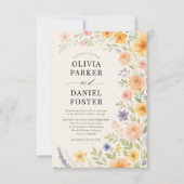 Wildflower Garden Watercolor Floral Wedding Kaart (Voorkant)