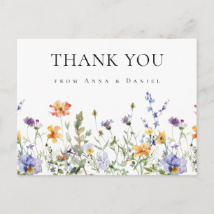 Wildflower Garden Wedding Dank u Briefkaart