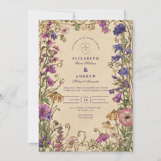  Wildflower Garden Wedding Kaart (Voorkant)