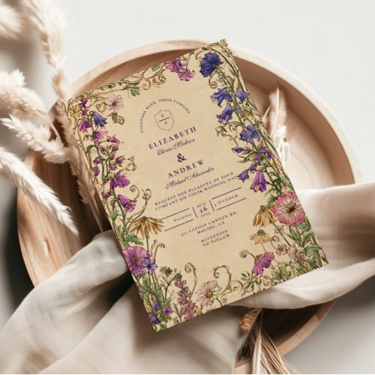  Wildflower Garden Wedding Kaart