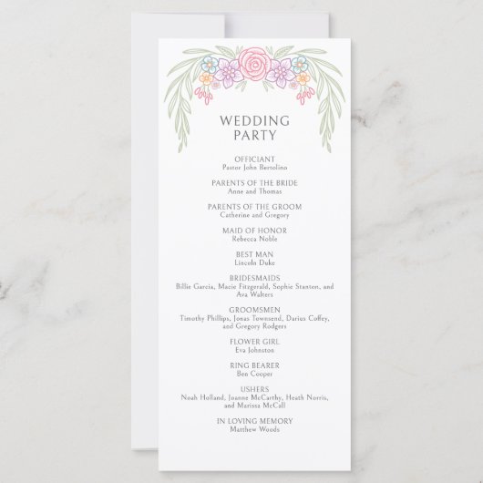 Wildflower Garden Wedding Programma (Achterkant)