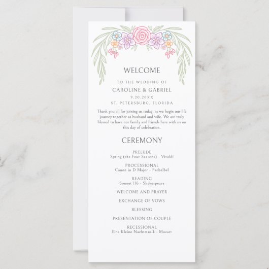 Wildflower Garden Wedding Programma (Voorkant)