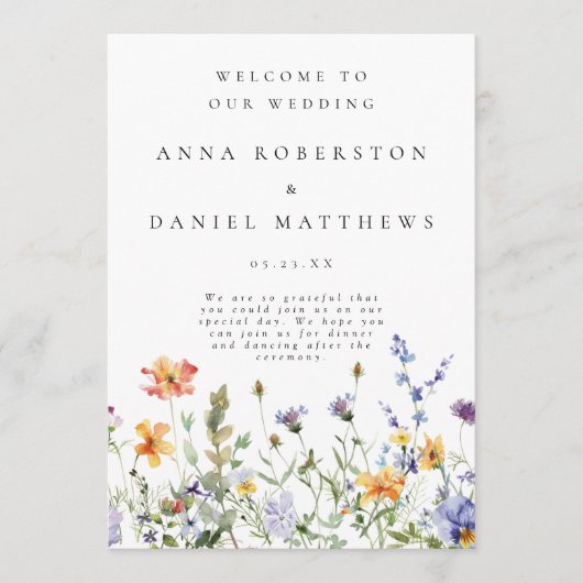 Wildflower Garden Wedding Programma Programmakaart (Voorkant)