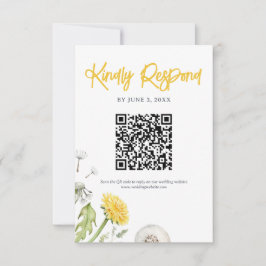 Wildflower Garden Wedding QR-code RSVP Kaartje