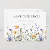 Wildflower Garden Wedding Save the Date Briefkaart (Voorkant / Achterkant)
