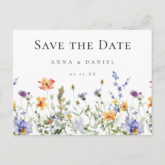 Wildflower Garden Wedding Save the Date Briefkaart (Voorkant)
