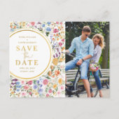 Wildflower Garden Wedding Save the Date Photo Aankondigingskaart (Voorkant)