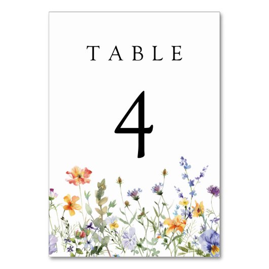 Wildflower Garden Wedding Table Number Kaart (Voorkant)