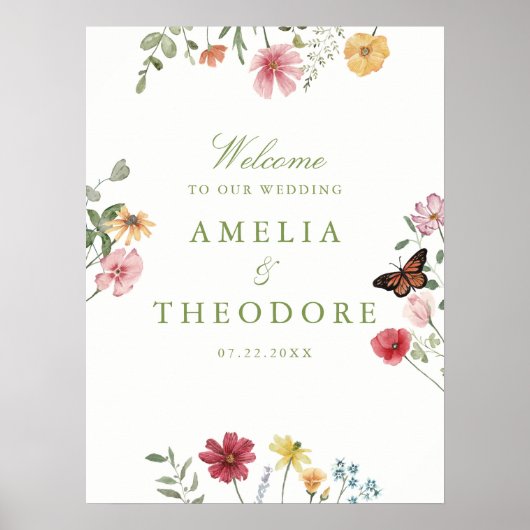 Wildflower Garden Wedding Welcome Poster (Voorkant)