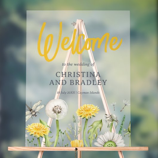 Wildflower Garden Wedding Welkom Frosted Acryl Bord (Neutraal)