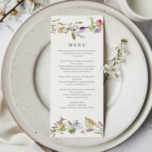 Wildflower Garden Wreath Greenery Wedding Menu