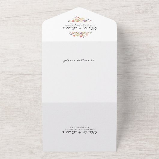 Wildflower Garden Wreath Wedding All In One Uitnodiging (Buitenkant)