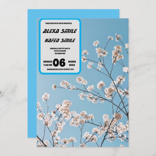 Wildflower Gatefold bruiloft uitnodiging, wo Kaart (Voorkant / Achterkant)