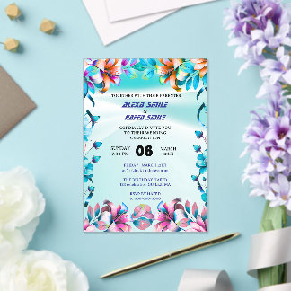 Wildflower Gatefold Wedding Invitation, Pretty Wed Acryl Uitnodigingen