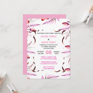 Wildflower Gatefold Wedding Invitation, Pretty Wed Kaart