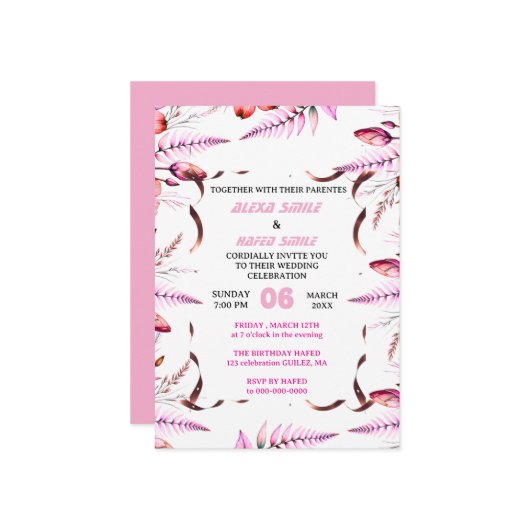 Wildflower Gatefold Wedding Invitation, Pretty Wed Kaart (Voorkant / Achterkant in situ)