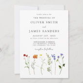 Wildflower Gay QR Code Foto bruiloft Kaart (Voorkant)
