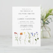 Wildflower Gay QR Code Foto bruiloft Kaart (Staand voorkant)