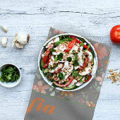 Wildflower geel boho patroon aangepaste naam grijs theedoek