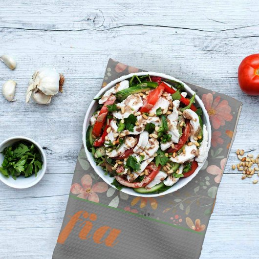 Wildflower geel boho patroon aangepaste naam grijs theedoek