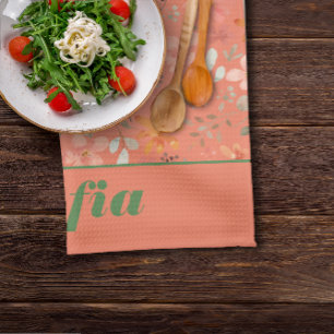 Wildflower geel boho patroon aangepaste naam sinaa theedoek