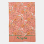 Wildflower geel boho patroon aangepaste naam sinaa theedoek (Verticaal)