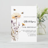 Wildflower geel paarse verjaardag kaart (Staand voorkant)