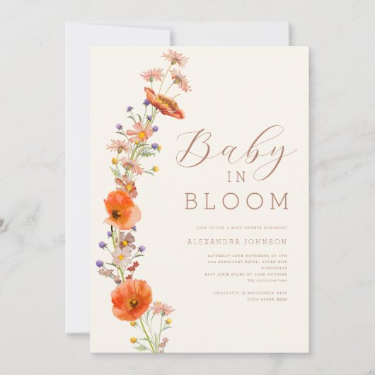 Wildflower Genderneutraal Baby shower Kaart (Voorkant)