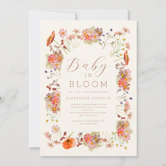 Wildflower Genderneutraal Herfst Baby shower Kaart (Voorkant)