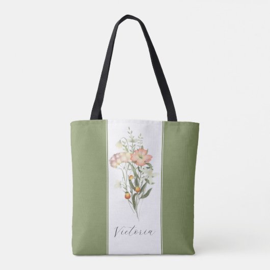 Wildflower gepersonaliseerde Canvas tas (Achterkant)