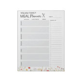 Wildflower gepersonaliseerde maaltijd planner bood notitieblok (Linkerzijde)