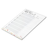Wildflower gepersonaliseerde maaltijd planner bood notitieblok (Schuin)