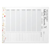 Wildflower gepersonaliseerde maaltijd planner bood notitieblok (Voorkant)