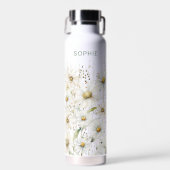 Wildflower gepersonaliseerde naam Floral Waterfles (Voorkant)