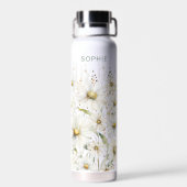 Wildflower gepersonaliseerde naam Floral Waterfles (Achterkant)