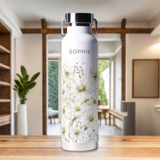 Wildflower gepersonaliseerde naam Floral Waterfles