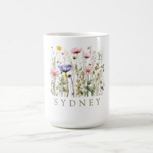 Wildflower gepersonaliseerde naam koffiemok