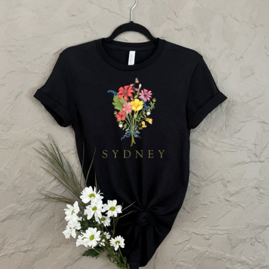 Wildflower gepersonaliseerde naam t-shirt