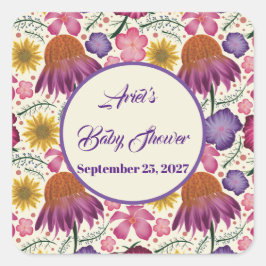 Wildflower gepersonaliseerde tuin Baby shower Vierkante Sticker