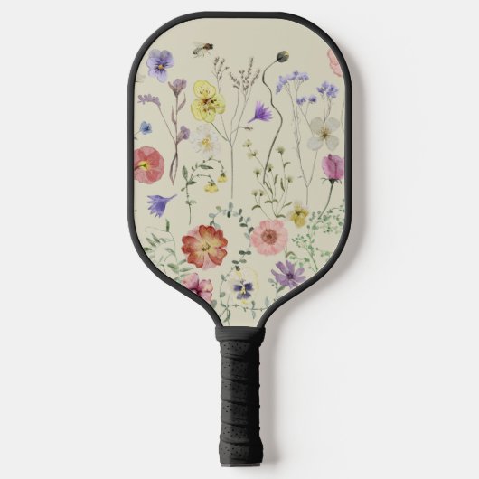 Wildflower geperste bloemen Waterverf Bloemen Pickleball Paddle (Voorkant)