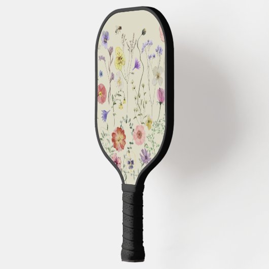 Wildflower geperste bloemen Waterverf Bloemen Pickleball Paddle (Links)