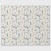 Wildflower Gift Wrapping Paper Blue & Pink Cadeaupapier (Vlak)