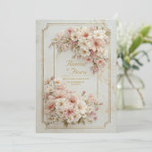 Wildflower Gilded Ticket Frame Wedding Kaart (Staand voorkant)